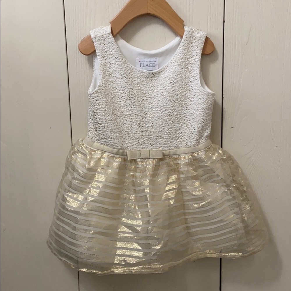 The Children’s Place White & Gold Formal Dress